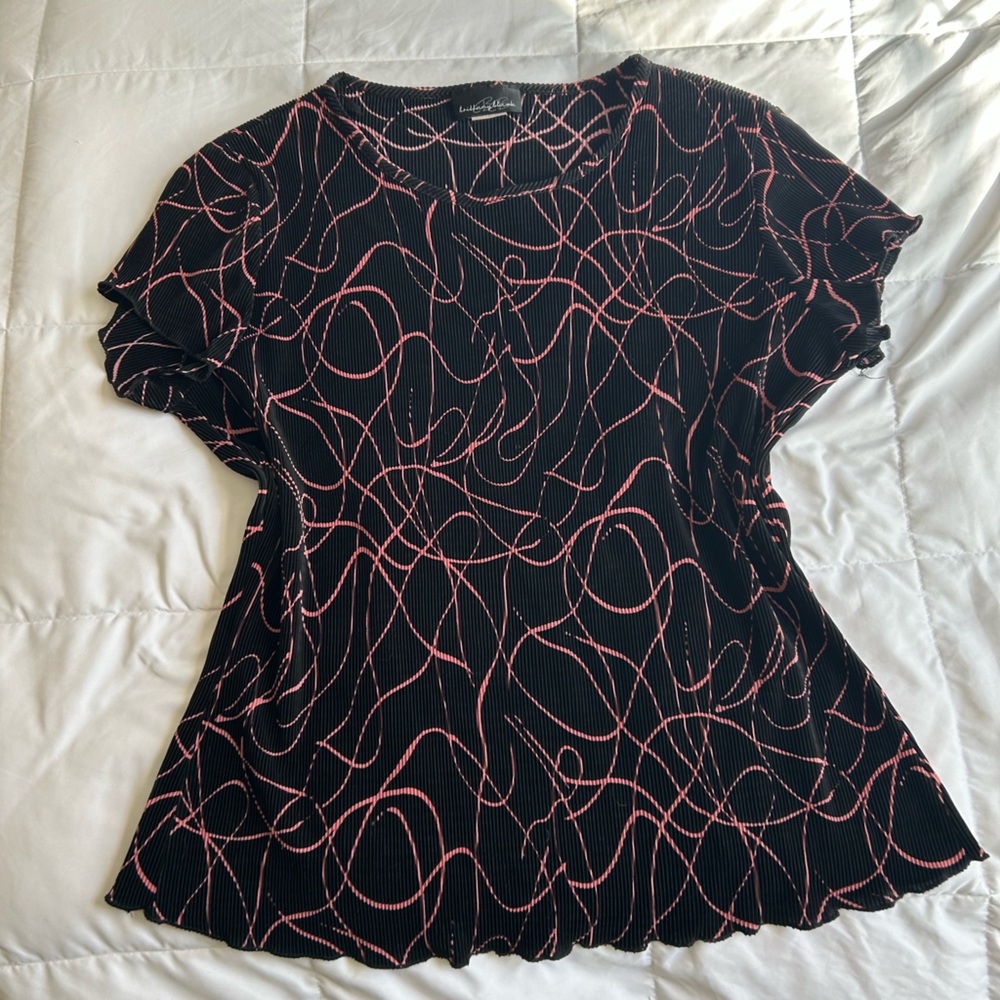Brittany Black Black and Pink Swirl Blouse